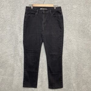 Levi's Mid-Rise Skinny Jeans Women 10 Black Denim Medium Wash Raw Hem Altered